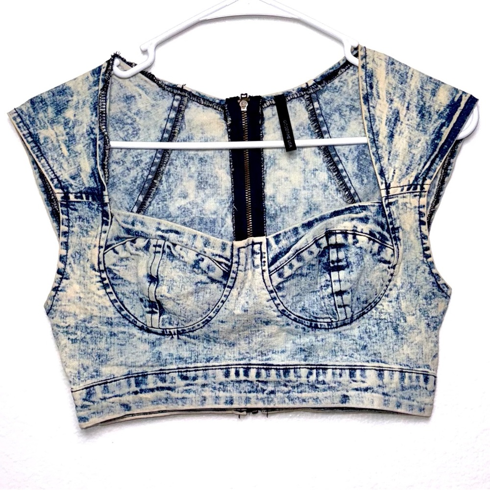 Acid Wash Denim Crop Top